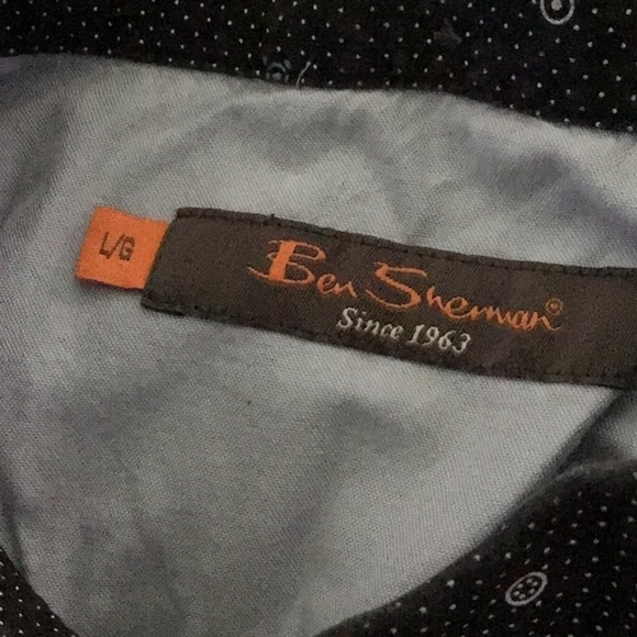 BEN Sherman navy blue pattern button down shirt large - Picture 7 of 8